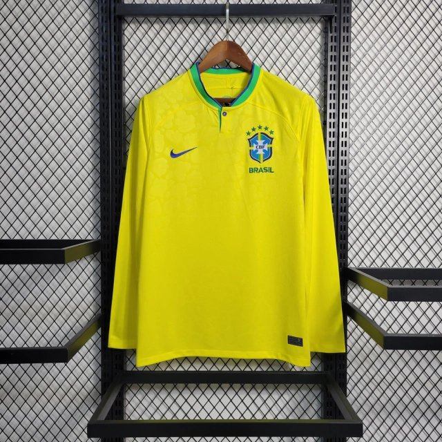 Camisa Seleção Brasil Manga Longa - Copa do Mundo 2022