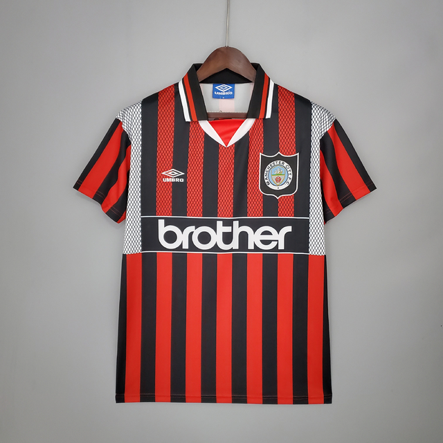 Camisa Manchester City Retrô 1994/1996 Vermelha e Preta - Umbro
