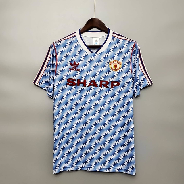 Camisa Manchester United Retrô 1990/1992 Azul e Branca - Adidas