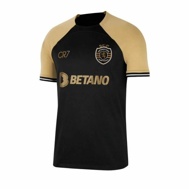 Camisa Sporting III 23/24 Preta e Dourada - CR7 Nike - Masculino Torcedor