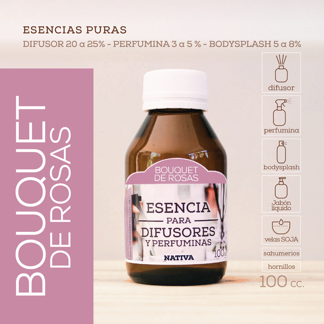 BOUQUET DE ROSAS - Esencia pura para difusores, perfuminas y bodysplash
