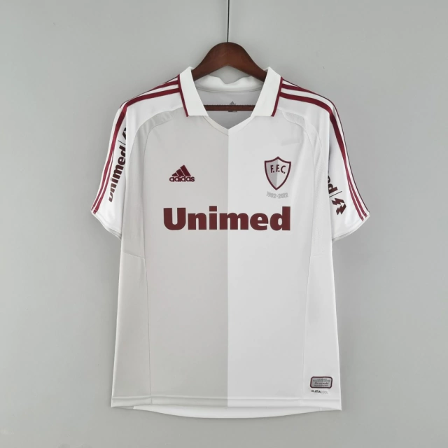 Camisa Retrô Fluminense 100 anos Aniversário 2012 Branco e cinza