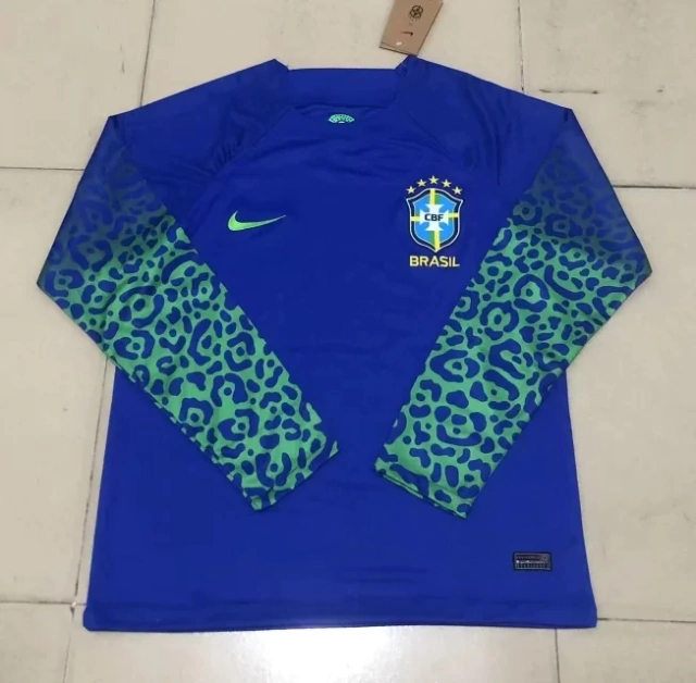Camisa Seleção Brasileira II 22/23 Manga Longa - Azul e Verde