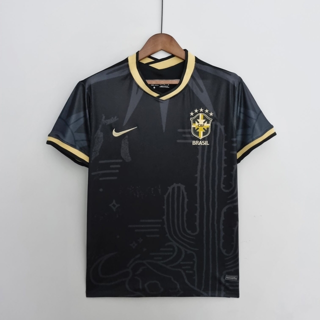 Camisa Seleção do Brasil 2022/2023 Preta e Dourada