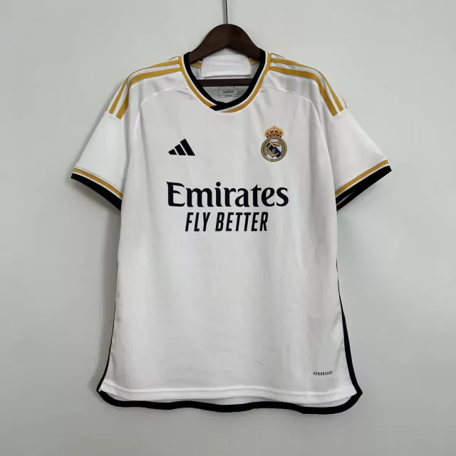 Camisa Real Madrid I 23/24 Branca e Amarela