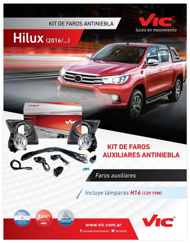 Kit instalacion faros auxiliares antiniebla Toyota Hilux 2016 a 2020
