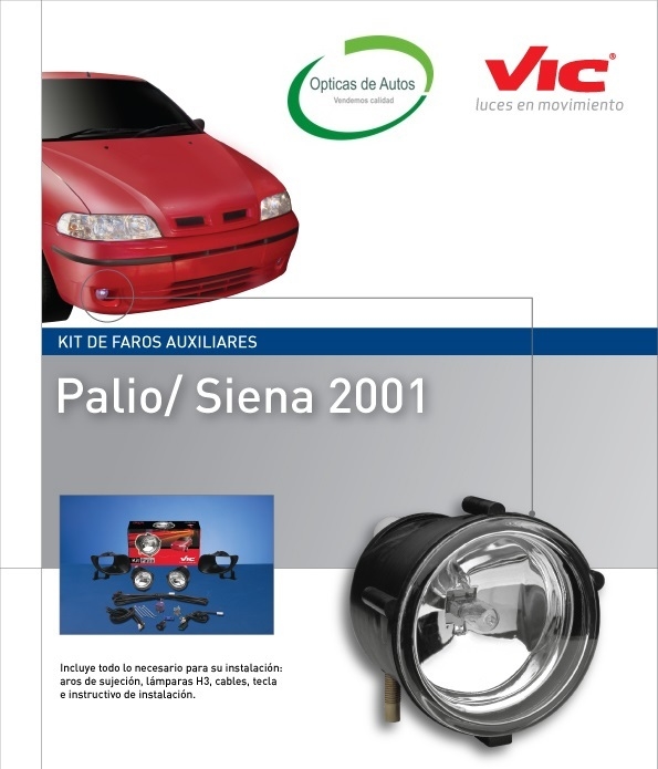 kit de instalación faros auxiliares Fiat Palio 2001 A 2007 Marca Vic