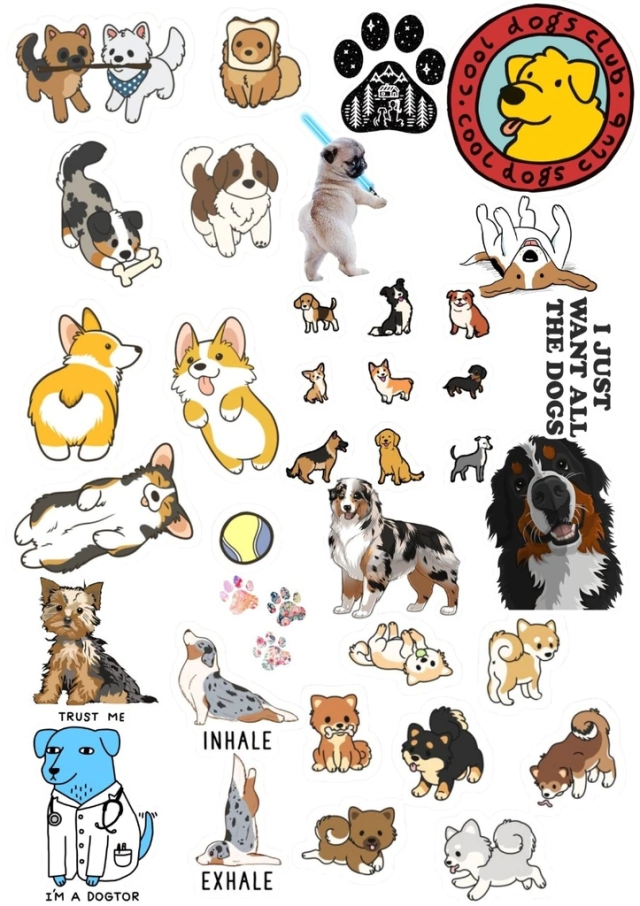 Stickers perritos plancha A4 - Libreria Ruta 20