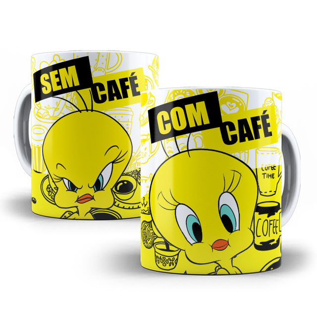 Caneca Piu Piu Looney Tunes Com Café Sem Café Porcelana