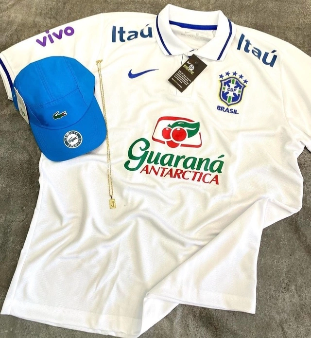 kit polo Brasil guaraná branco + bone - V&C Imports