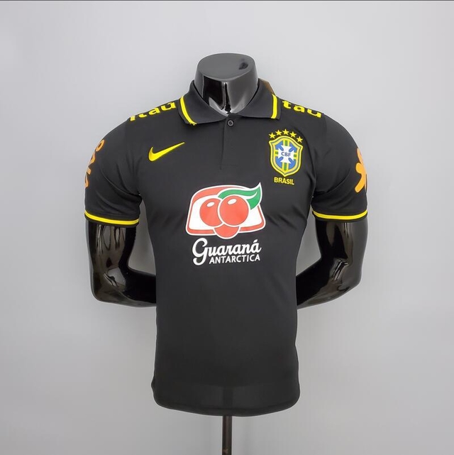 Camisa Seleção Brasileira Gola Polo Preta - Fute Brasil