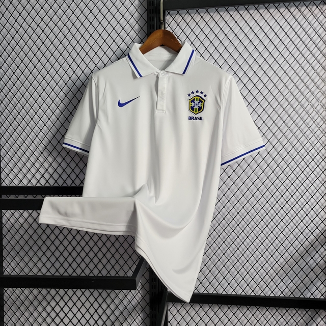 Camisa Polo Seleção Brasileira Branca - SEM PATROCÍNIOS