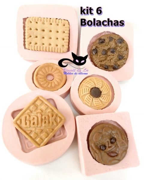 Molde de Silicone - Kit com 06 Bolachas | Galak, Cookie, Trakinas, Mousse,  Redondinha e Retangular