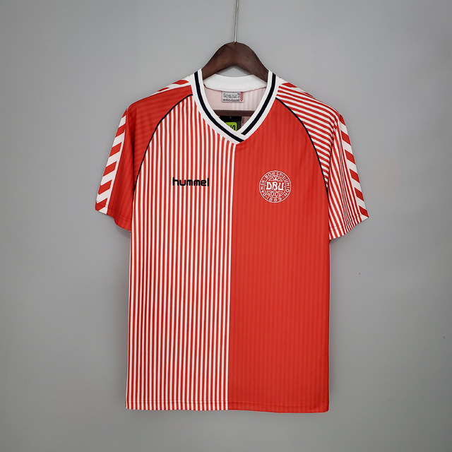 Camisa Seleção Dinamarca Retrô Home 1986 Hummel Masculina V