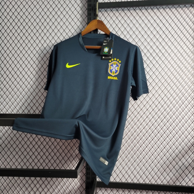 Camisa Seleção Brasil Treino 2018 Nike Masculina Azul Petróleo