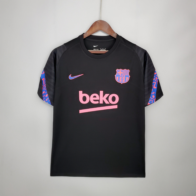 Camisa Barcelona Treino Preta E Rosa 21/22 Nike Masculina