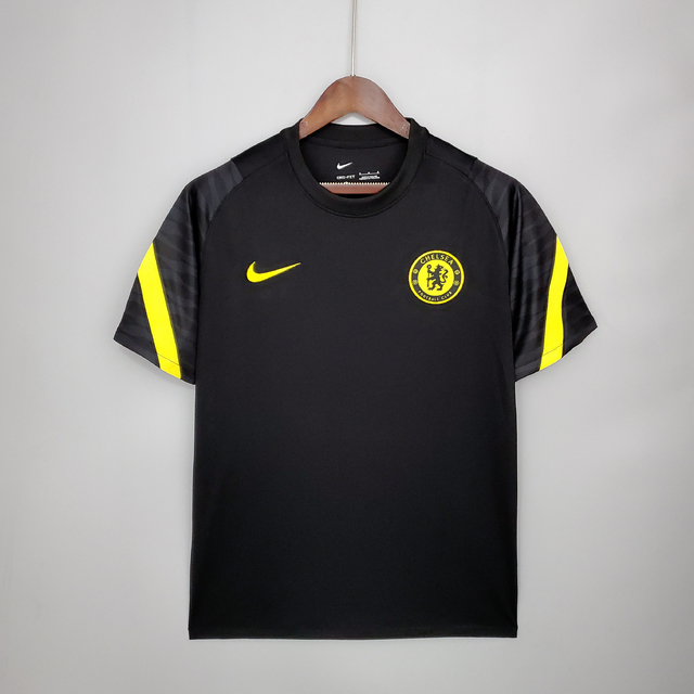 Camisa Chelsea Treino Preta E Amarelo 21/22 Nike Torcedor Masculina