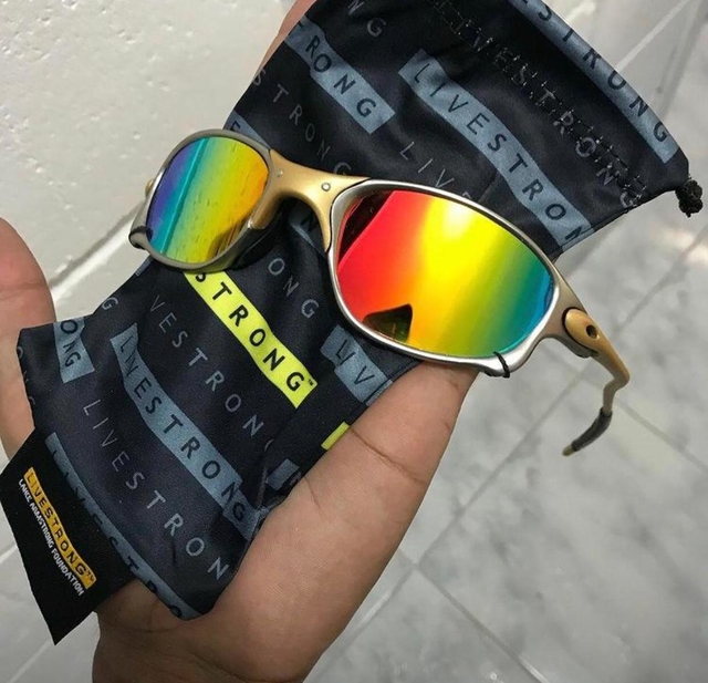 Óculos De Sol Oakley Double X Armação 24K Lentes Arco-Íris Brilho