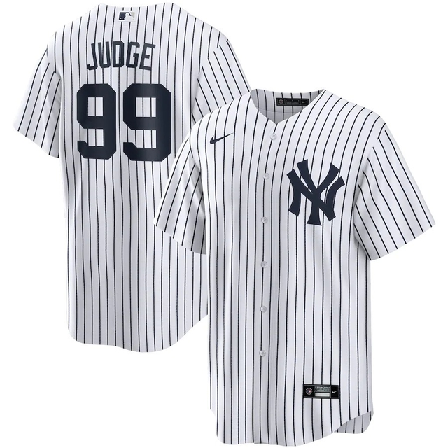 Camisa Baseball Mlb New York Yankees Branca Listrada #99 Judge
