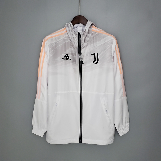 Jaqueta Corta-Vento Juventus 21/22 Adidas Masculina Branco E Rosa