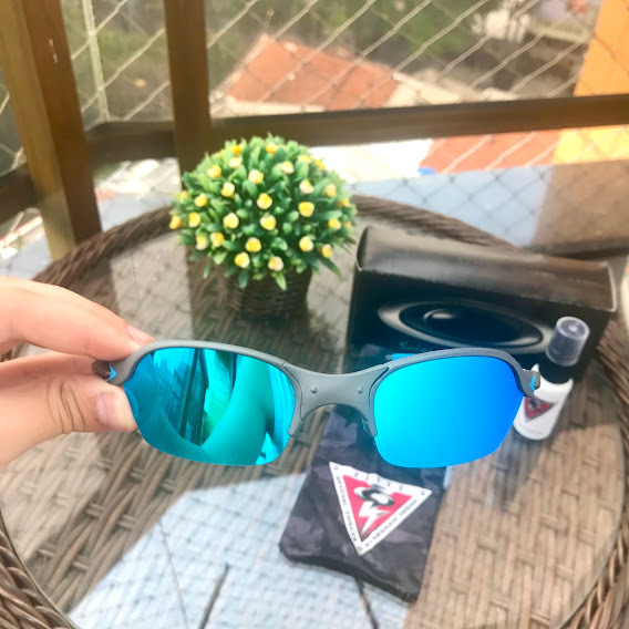 Óculos De Sol Oakley Romeo 2 Armação X-Metal Lentes Ice Thug Brilho Reto E  Kit De Borrachas Azul + Brinde