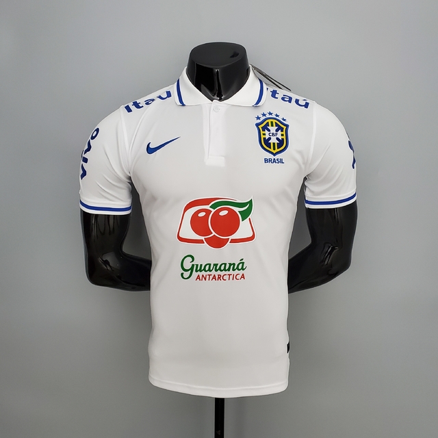Camisa Polo Seleção Brasil Viagem Todos Os Patrocínios Nike Masculina Branca