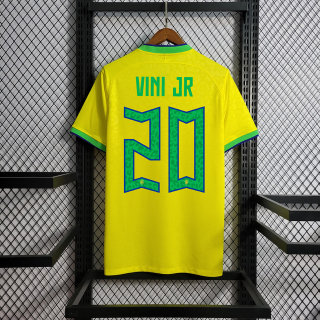 Camisa Seleção Brasil I 22/23 Torcedor Vini Jr 10 Nike Masculina Amarela