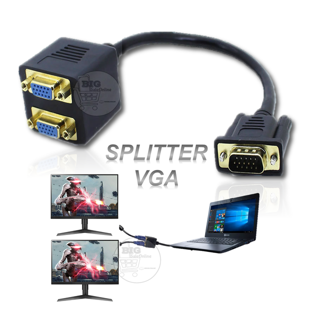 Cable Vga Splitter | Conecta De Una Salida Vga A 2 Monitores