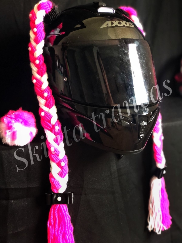 Trança branco com rosa - Skilita para capacete