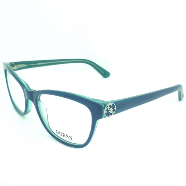 Armação para Óculos Feminino Guess Azul/Verde Cristal Retangular GU2527 087  53