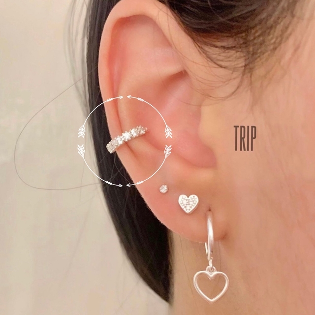 Piercing hélix duplo cravejado - Comprar em Trip Prata