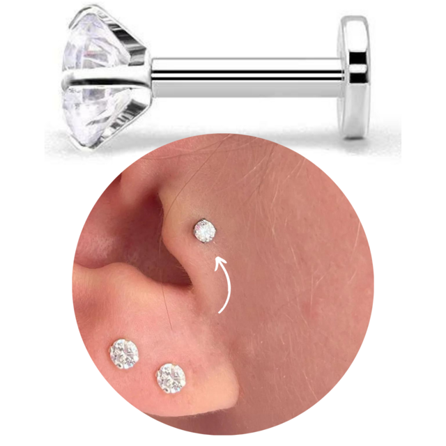 Piercing Orelha/Cartilagem Tragus, Hélix Labret Aço Cirúrgico - Loja de  Piercings