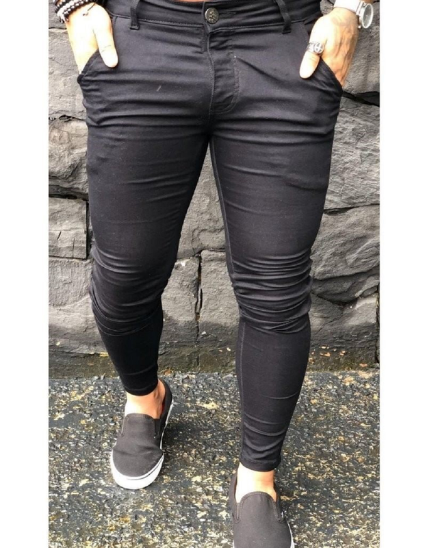 Calça Sarja Preta Masculina Super Skinny Alfaitaria Codi Jeans