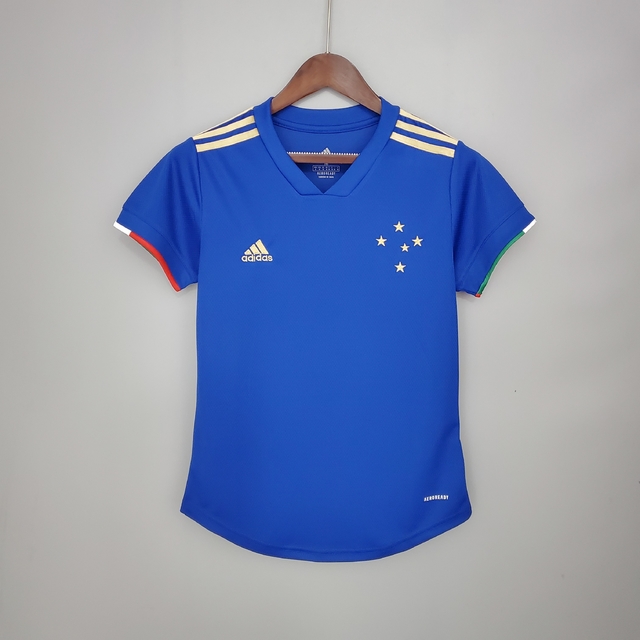 Camisa Cruzeiro Home 21/22 - Torcedor/Feminino - Azul e Branco - Adidas