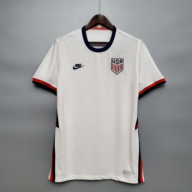 Hostal Dependiente Independientemente Camisa Estados Unidos Home 20/21 - Torcedor/Masculino - Branco, Azul e  Vermelho - Nike