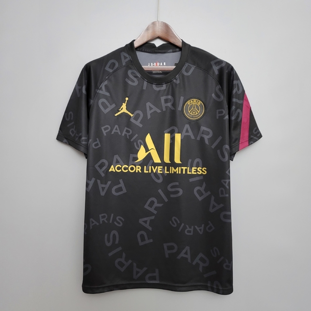 Camisa Paris Saint-Germain Treino Black Gold - Torcedor/Masculino - Preto,  Dourado e Roxo - Nike/Jordan