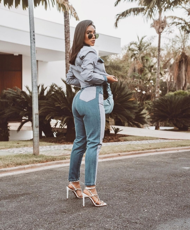 Aline Abel store - Calça Jeans bicolor