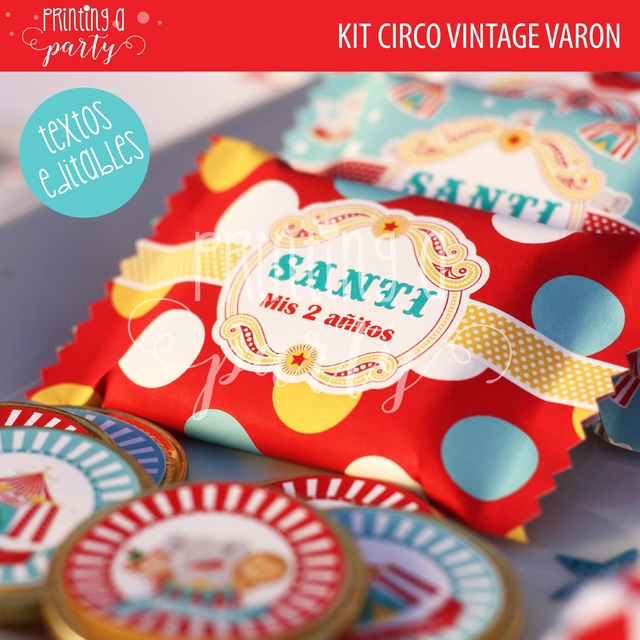 Kit Imprimible - Printing a Party - Circo Vintage Varón