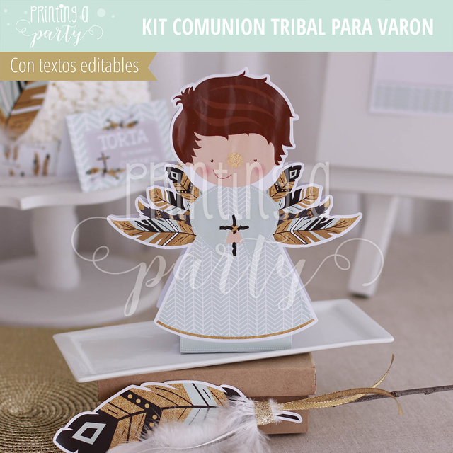 Kit Imprimible - Printing a Party - Comunión Tribal Varón