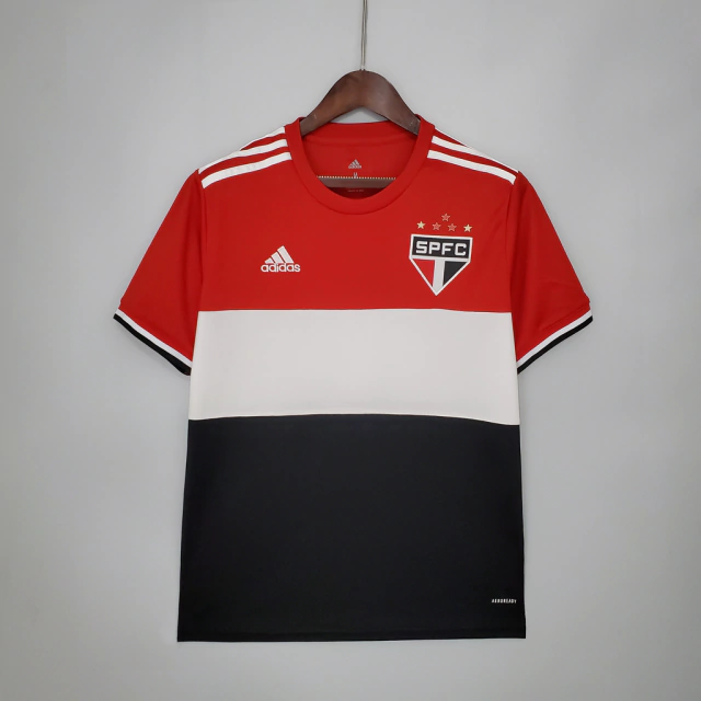 Camisa São Paulo Third Away 21/22 s/n° Torcedor Adidas Masculina - Preta +Vermelha+Branca