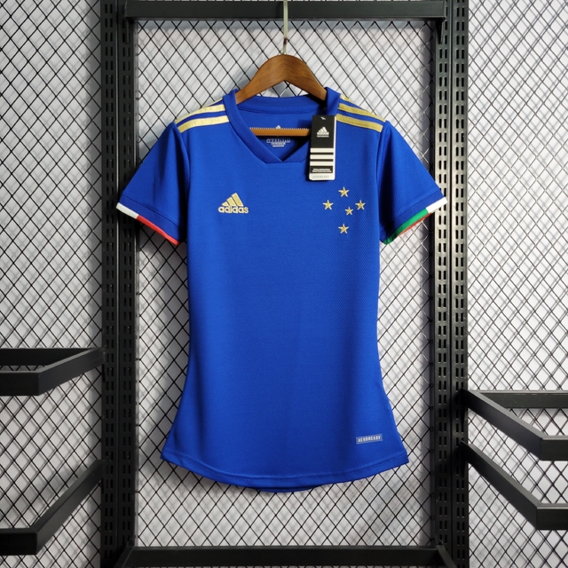 Camisa Cruzeiro Centenário 21/22 s/n° Torcedor Adidas Feminina - Azul