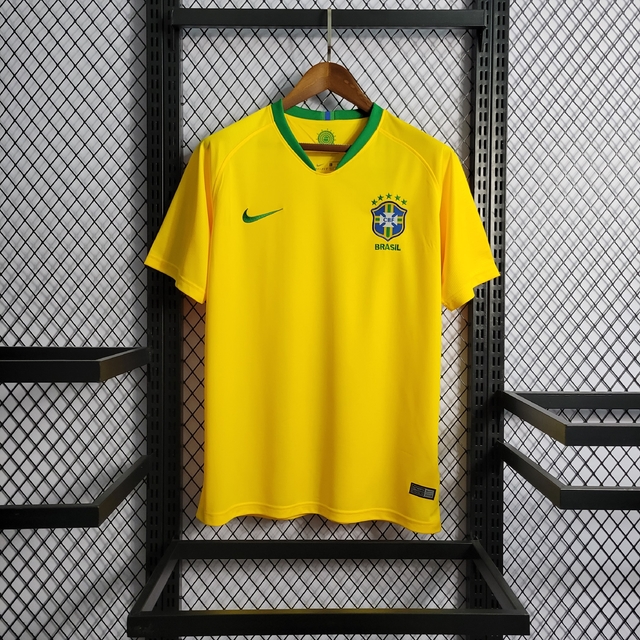 Camisa Retrô Brasil Home 2018 Nike - Amarelo