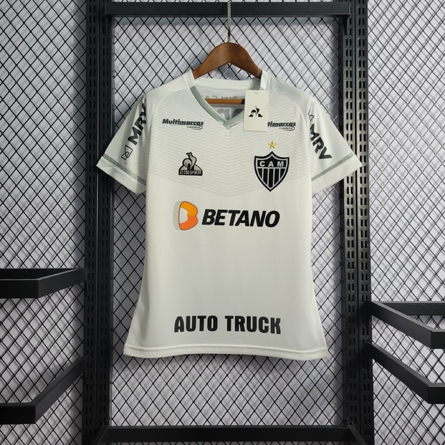 Camisa Atlético Mineiro Away 21/22 s/n° C/ Patrocinadores Torcedor Feminina  - Branca+Preto