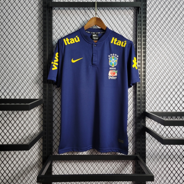 Camisa Seleção Brasil Pre-Match 21/22 s/n° Torcedor Masculina - Azul Escuro