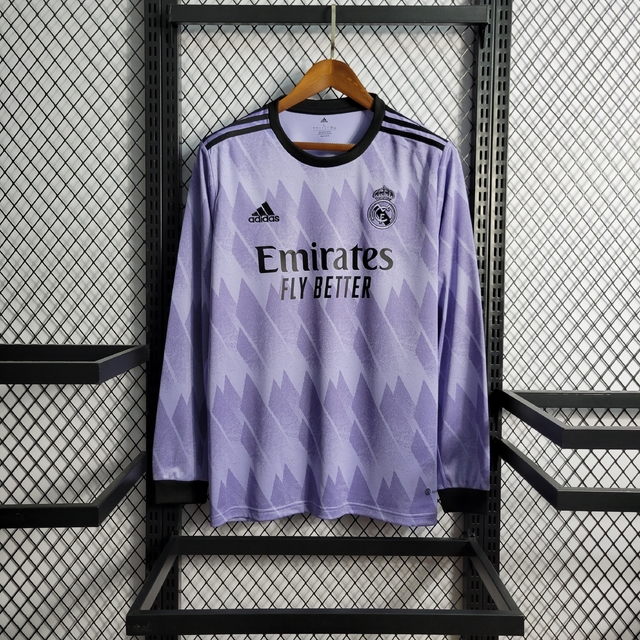 Camisa Real Madrid Away 22/23 Manga Longa s/n° Torcedor Adidas Masculina -  Roxo