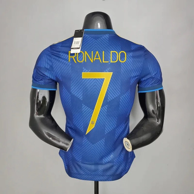 Camisa Manchester United Third Away 21/22 "Ronaldo 7" Champions Edition  Player Version Adidas Masculina - Azul