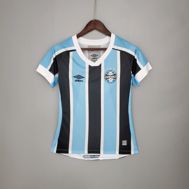 Camisa Grêmio Home 21/22 s/n° Torcedor Umbro Feminina - Azul+preto