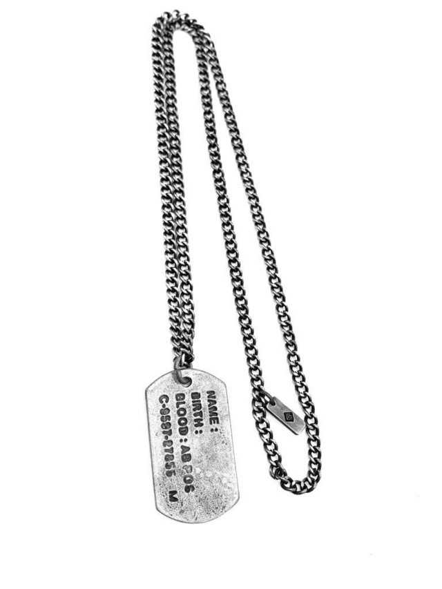 Collar Chapa de Identificación Metal Plata Vieja/817