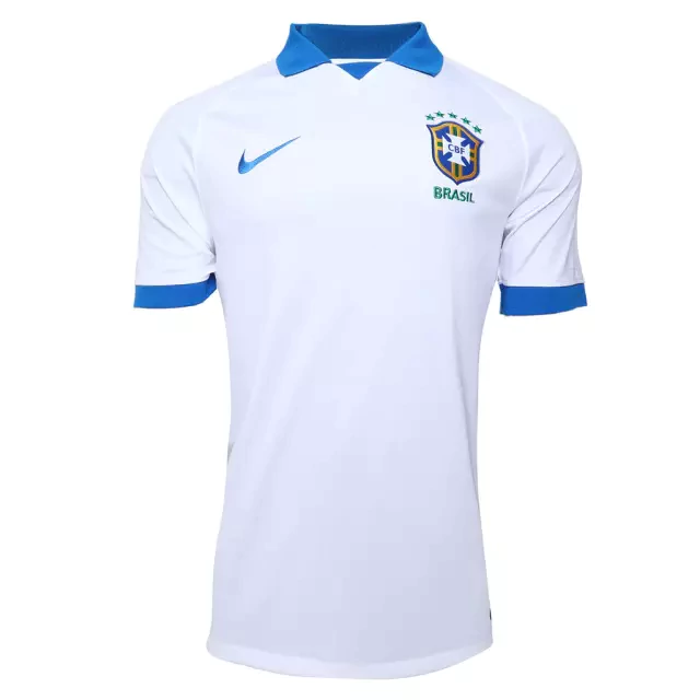 Camisa Seleção Brasileira Branca e Azul 19/20 Gola Polo - Masculina