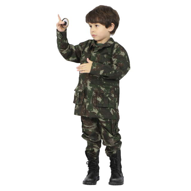 Farda Infantil Camuflado Exército Brasileiro + Coturno - Atack